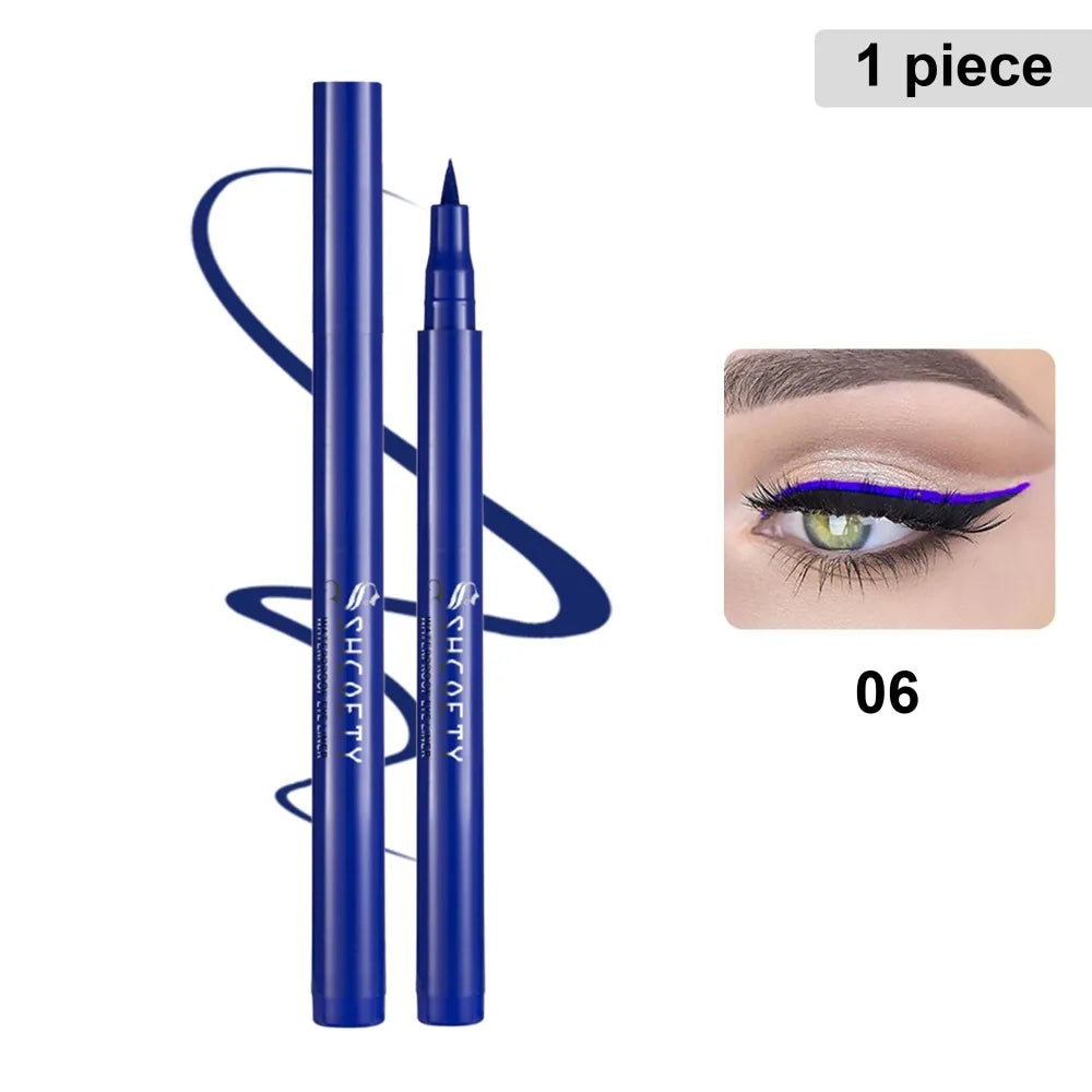 12 Colors Matte Liquid Eyeliner Rainbow Colorful Neon Eyeliner Pencil Pigmented Waterproof Smudge Proof Makeup For Women HIP 06