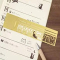 Cute Cat Brass Ruler Bookmark – 2-in-1 Measuring & Page Marker Ruler Bookmark HIP Gold