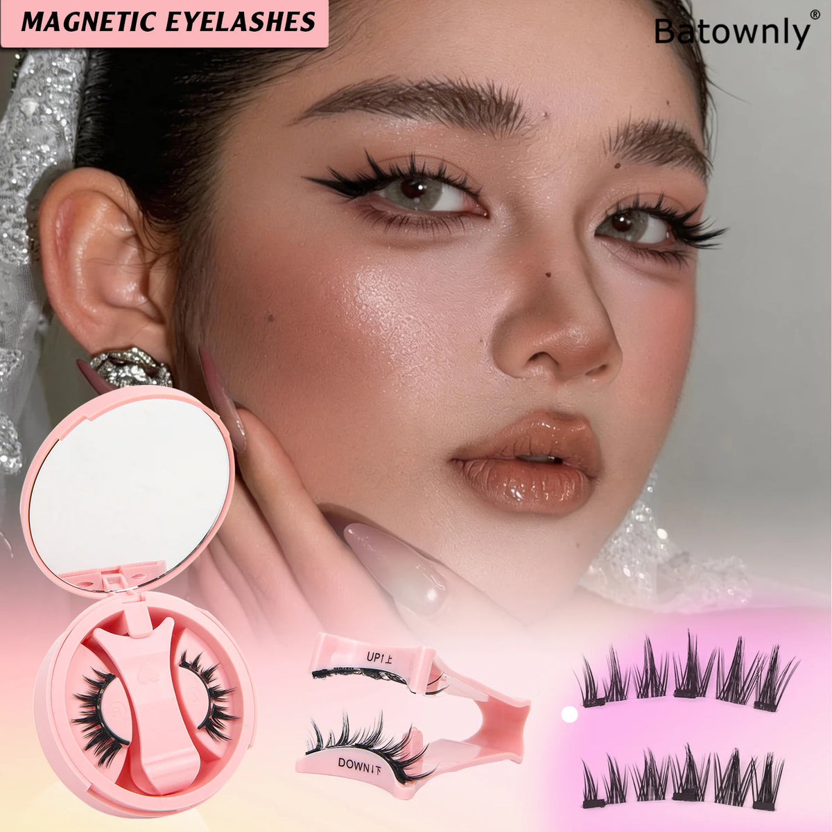 1 Pair, Magnetic Eyelashes, Anime Style, Magnetic Eyelash Set, Reusable, No Glue Needed, Suitable for Sensitive Eyes, Comic-Like Look, Moisturizing Effect, Suitable for Daily Makeup HIP Shy-2578-1