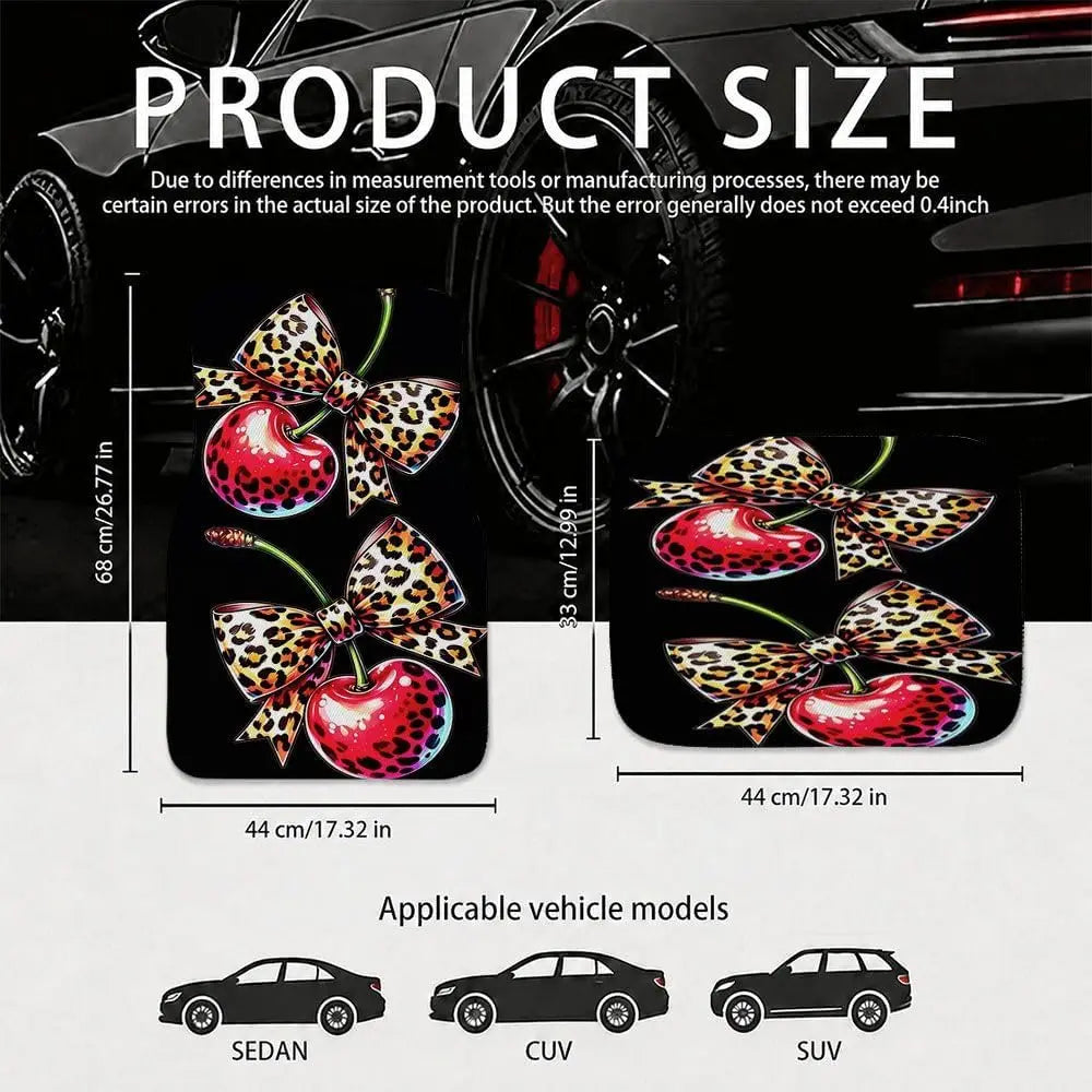 Cherry Leopard Bow Car Floor Mats – All Weather SUV Set Car Floor Mats HIP