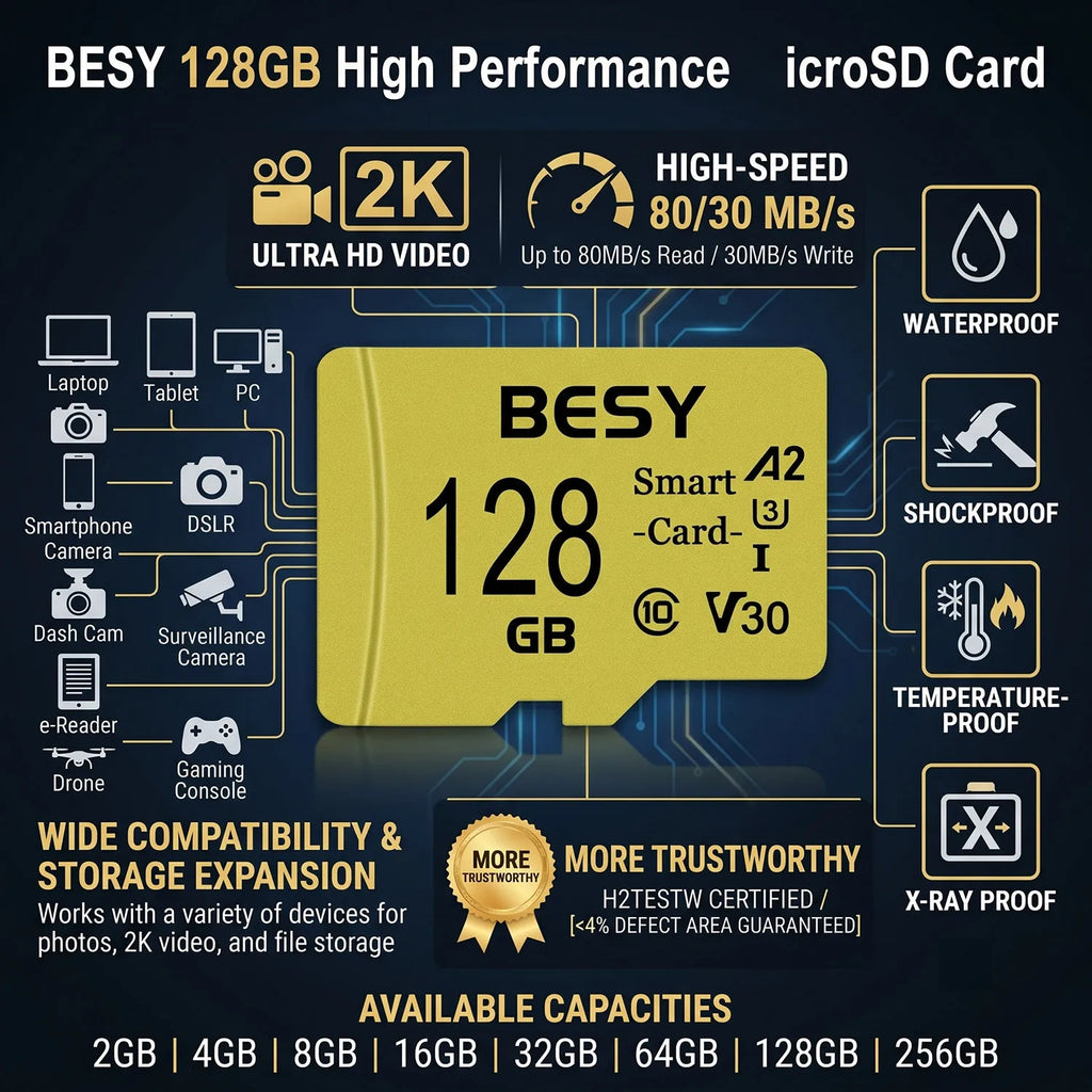 OSMR Micro SD TF Card Class 10 V30 U3 – 2GB to 256GB Micro SD Memory Card HIP