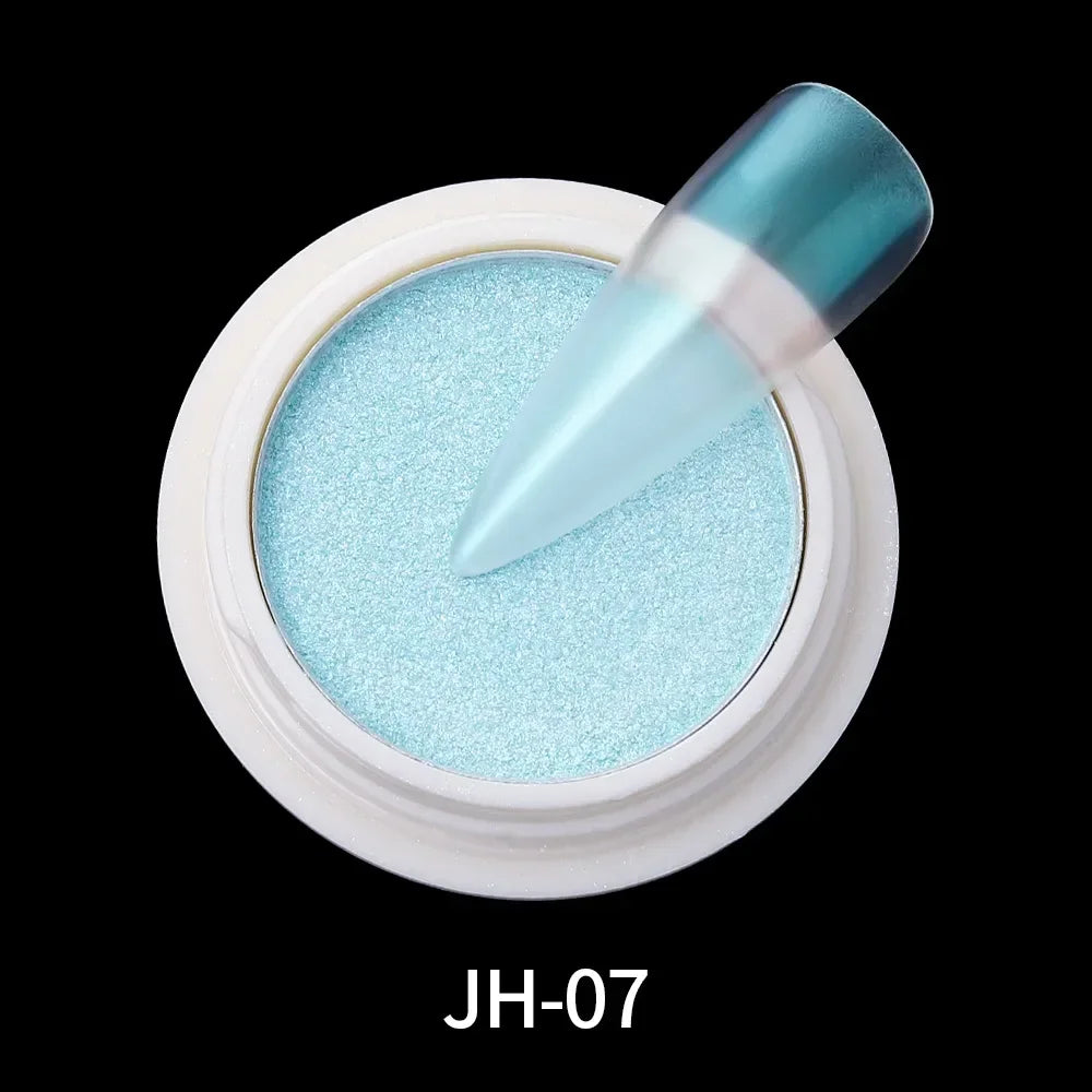 Aurora Nail Glitter Powders Pearl Shimmer Pigment Solid Mirror Rub Dust Brush Dipping Chrome Nail Art Decor Manicure Powder HIP JH07