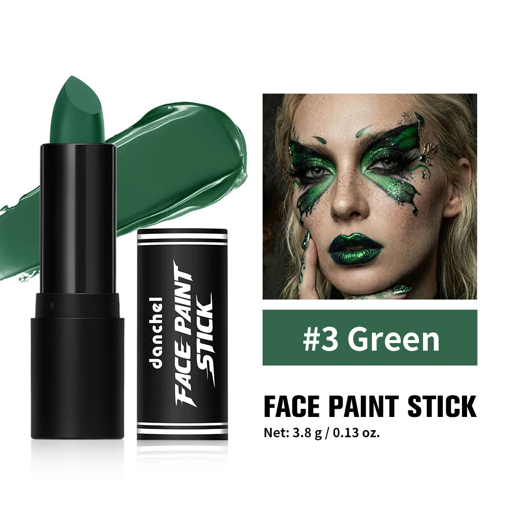 Face & Body Paint Sticks Blue Black Green Sweatproof Water Resistant Long Lasting Body Paint Crayon Halloween Cosplay Party Make HIP 3Green