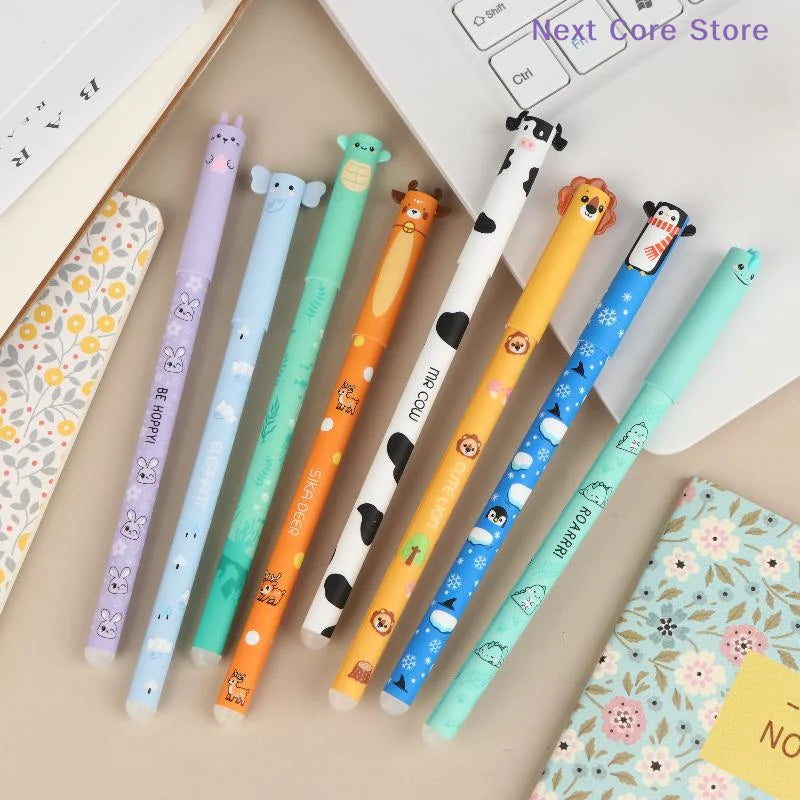 8-Pack Colorful Erasable Gel Pens – Animal Design 0.5mm Erasable Gel Pen Set HIP