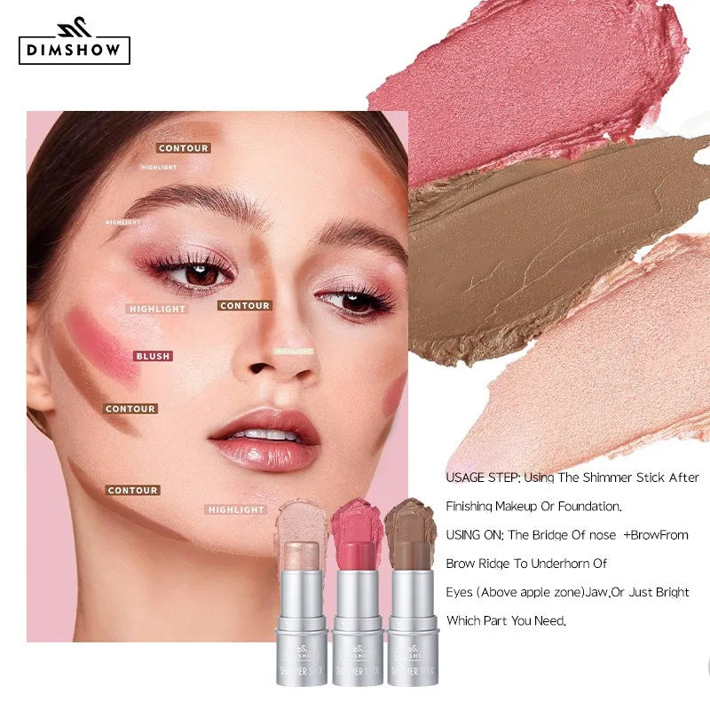 Face Brown Contouring Bronzer Stick Multifunctional Highlighter Blush Silkworm Brightening Sculpt Facial Outline Shadow Cosmetic HIP