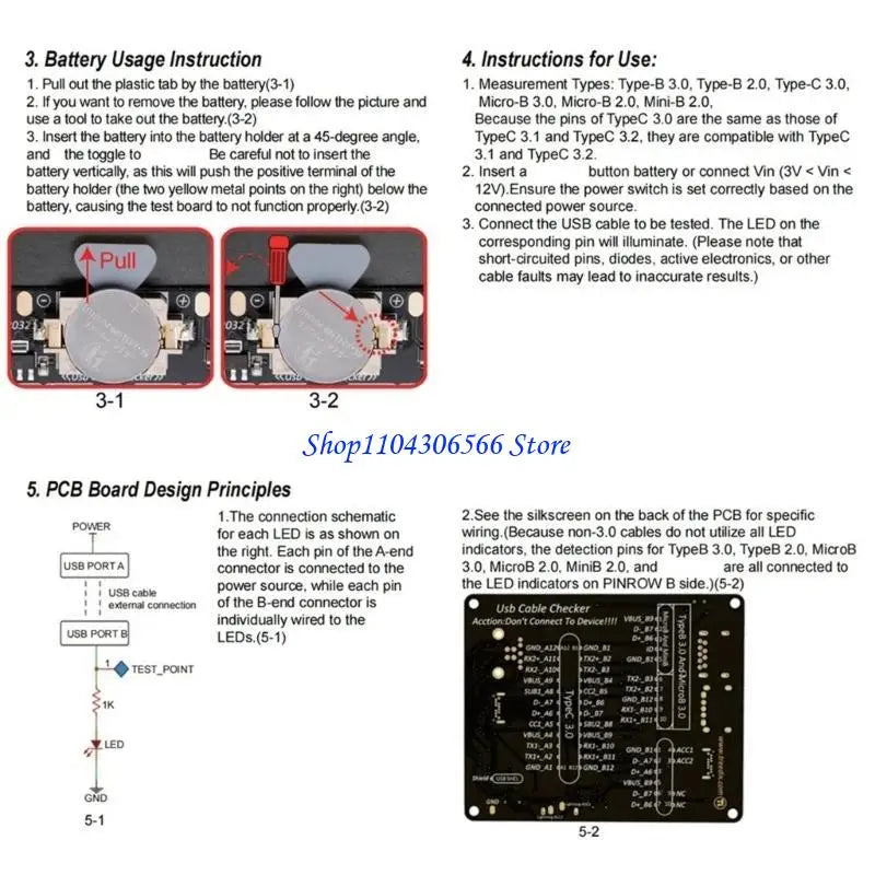 USB Cable Tester Board – 24 LED, USB 2.0 3.0 & Type-C USB Cable Tester HIP