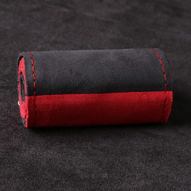 38cm Suede Leather Steering Wheel Cover | Anti-Slip Universal Steering Wheel Cover HIP Black and Red