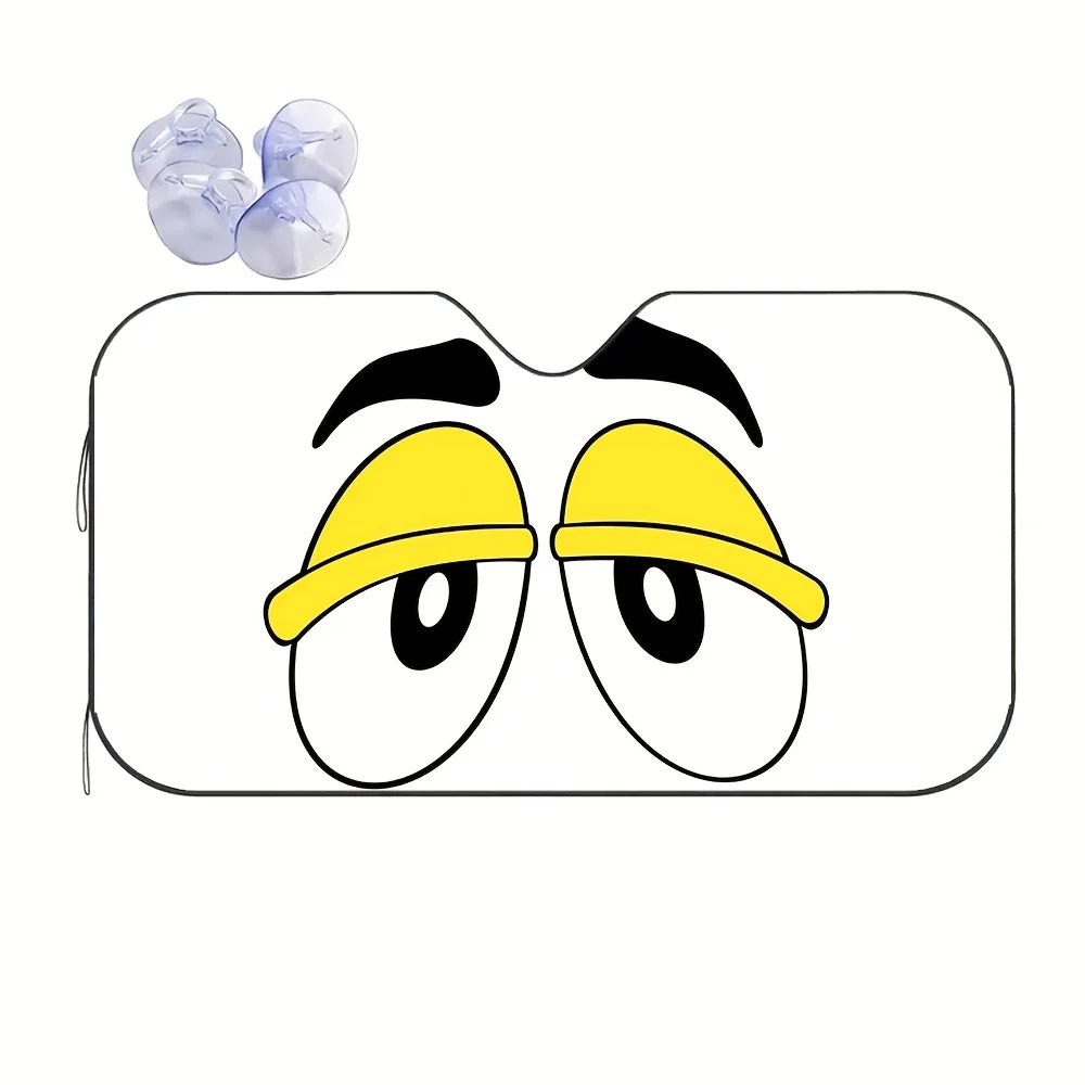 Cartoon Yellow Eye Foldable Car Sunshade – Universal Fit Car Sunshade HIP 1-M