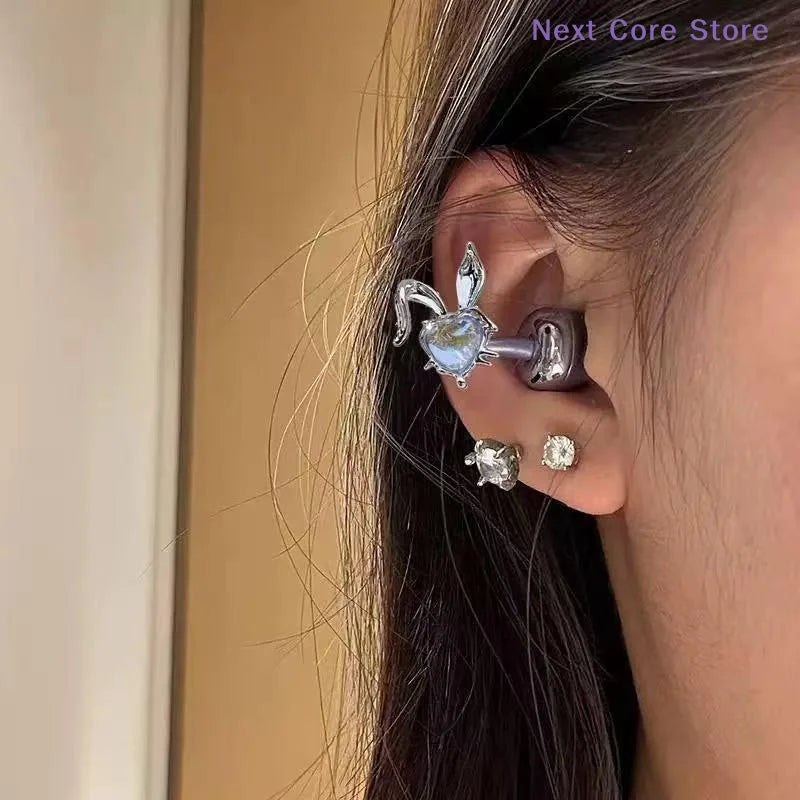 Rabbit Rhinestone Earbud Clip – Detachable Earphone Charm Earphone Charm Clip HIP