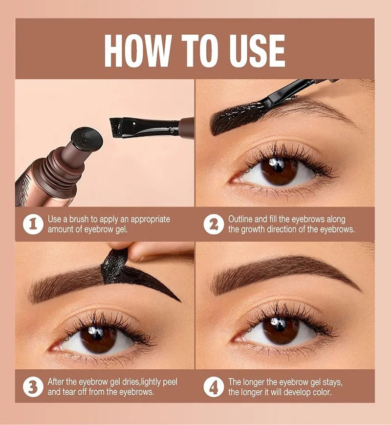 2 In 1 Last Up To 5 Day Tear-off Eyebrow Dyeing Cream With Brush-Waterproof Film-form Natural Wild Eyebrow Makeup Semi-permanent HIP