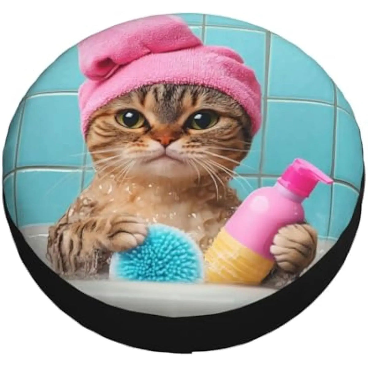 Funny Bathing Cat Spare Tire Cover – SUV Truck Wheel Protector Spare Tire Cover HIP