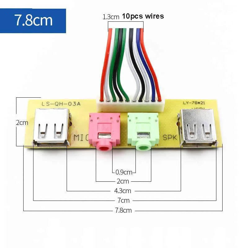 PC Front Panel USB & Audio Adapter – 6.8/7.4/7.8cm | OULLX Front Panel Adapter HIP 7.8cm
