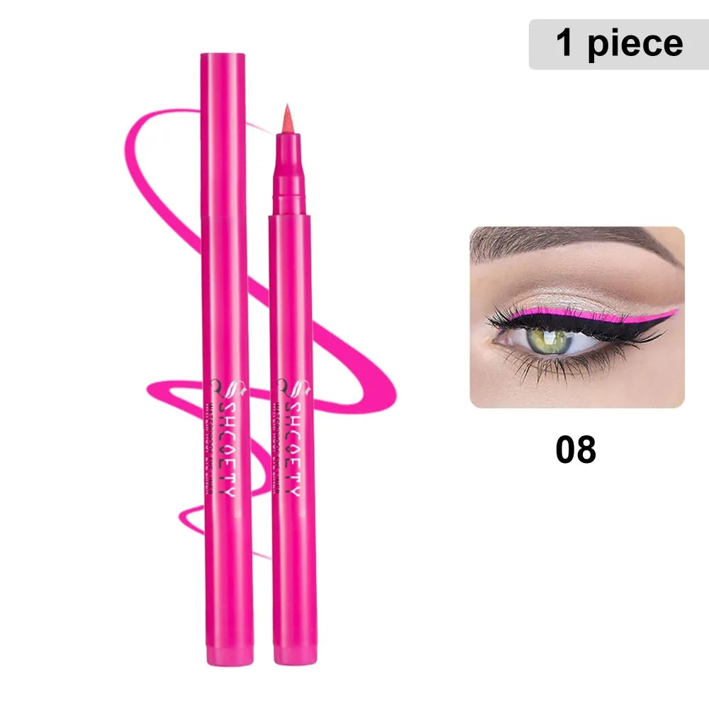 12 Colors Matte Liquid Eyeliner Rainbow Colorful Neon Eyeliner Pencil Pigmented Waterproof Smudge Proof Makeup For Women HIP 08