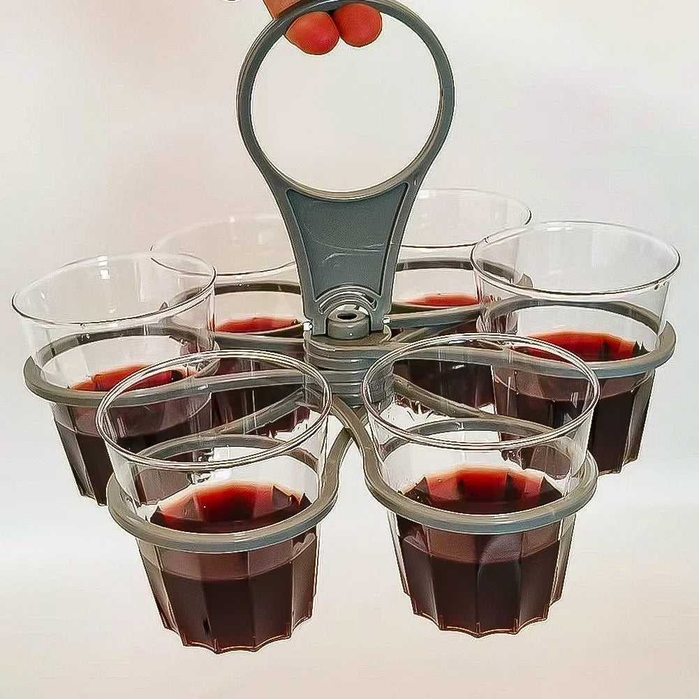 1Set Home Party Folding Cup Holder Rotating Six Cup Coffee Cup Holder Portable KTV Portable Cocktail Holder Milk Tea Cup Holder HIP