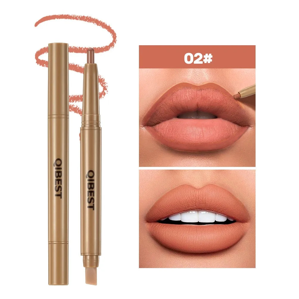 Chocolate Brown Silky Lipliner Pen Peptide Lipgloss Pencil Lasting Matte Nude Pink Lipstick Lip Outline Contour Defind Lip Liner HIP 02-QIBEST