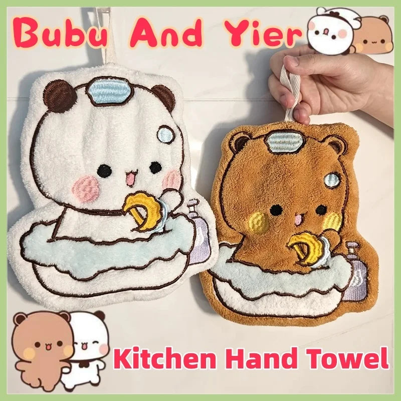Panda Bubu & Dudu Hanging Kitchen Towel – Quick-Dry Dish Cloth Kitchen Dish Towel HIP