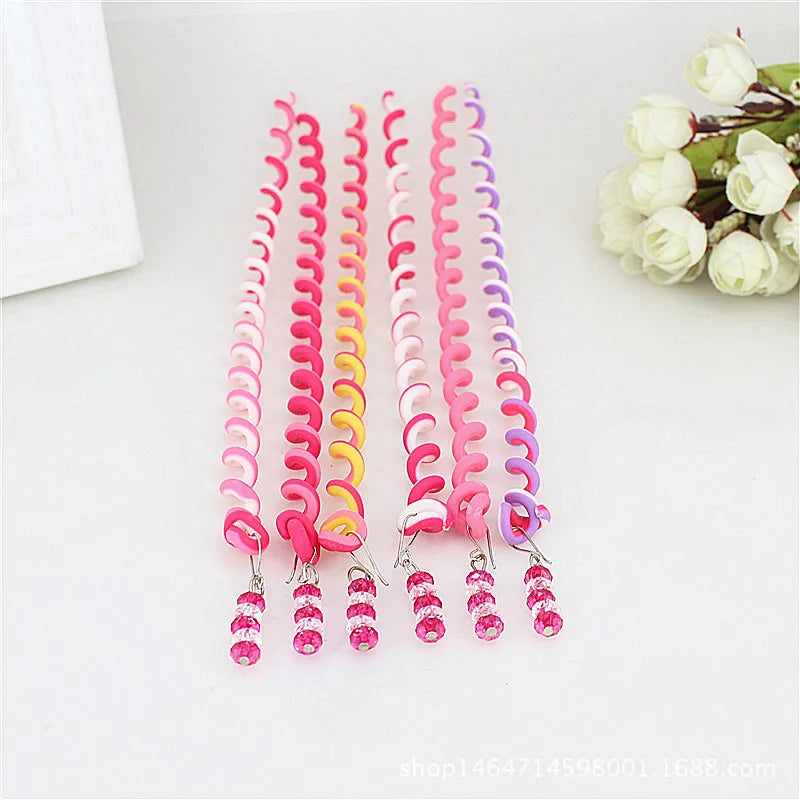6pcs/lot Rainbow Color Cute Girl Curler Hair Braid hair styling tools hair roller Braid Maintenance The princess hair accessory HIP Pink