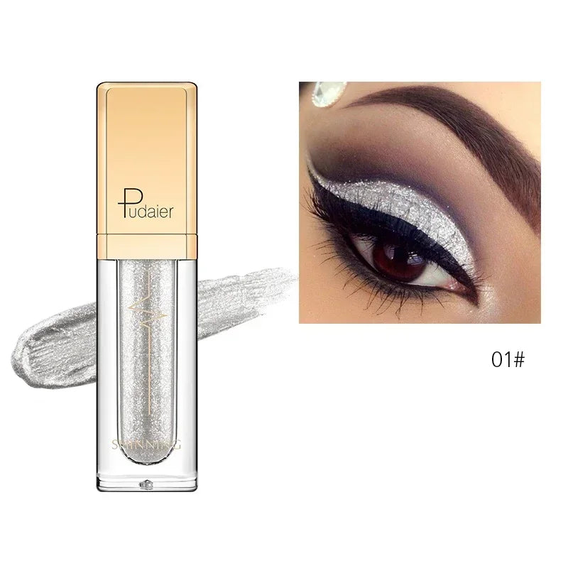 New Make Up Liquid Eyeshadow Waterproof Glitter Pigments Purple Gold Metalic Women Beauty Gel Eye Shadow Cream 18 Colors Makeup HIP 01