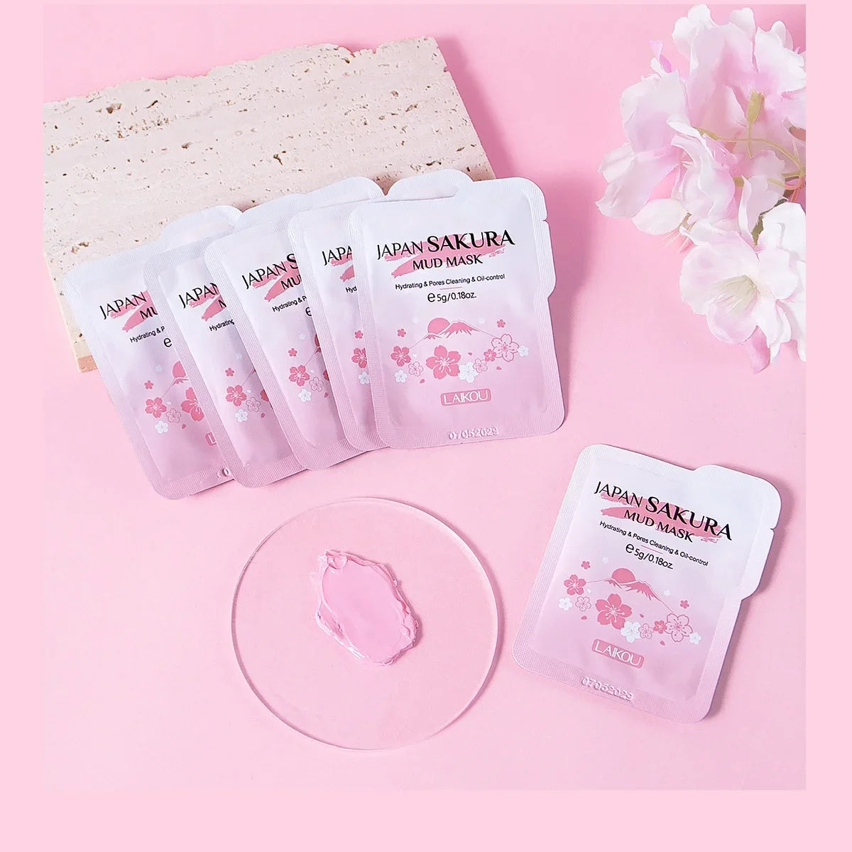 LAIKOU Sakura Eggplant Mud Mask 10pc – Pore Minimizer Clay Mud Face Mask HIP