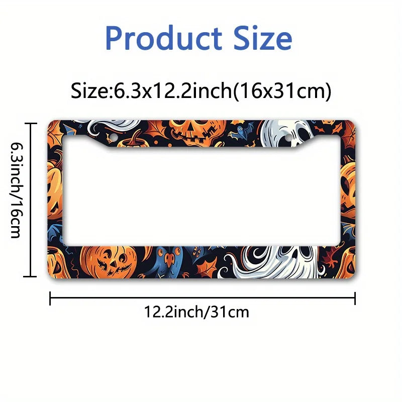 Halloween Aluminum License Plate Frame 6.3x12.2 In. + Screws License Plate Frame HIP