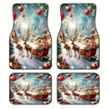 4-Piece Christmas Car Floor Mats – Santa & Reindeer Design Car Floor Mats HIP 1 one size