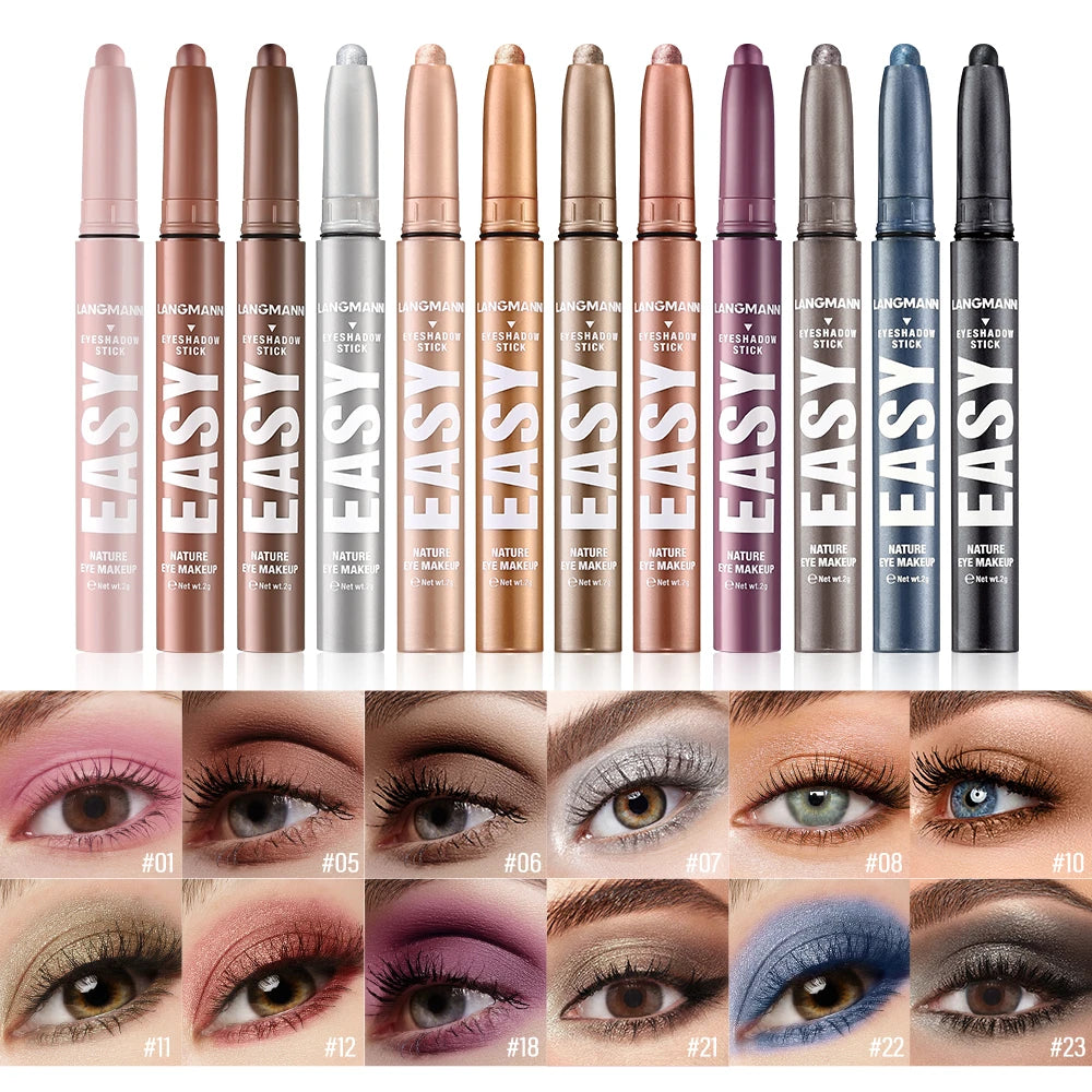 Rose Gold Eyeshadow Pencil Stick Waterproof Pearlescent 20 Colors Metallic Glitter Eye Shadow Highlighter Pen Eye Makeup Tool HIP