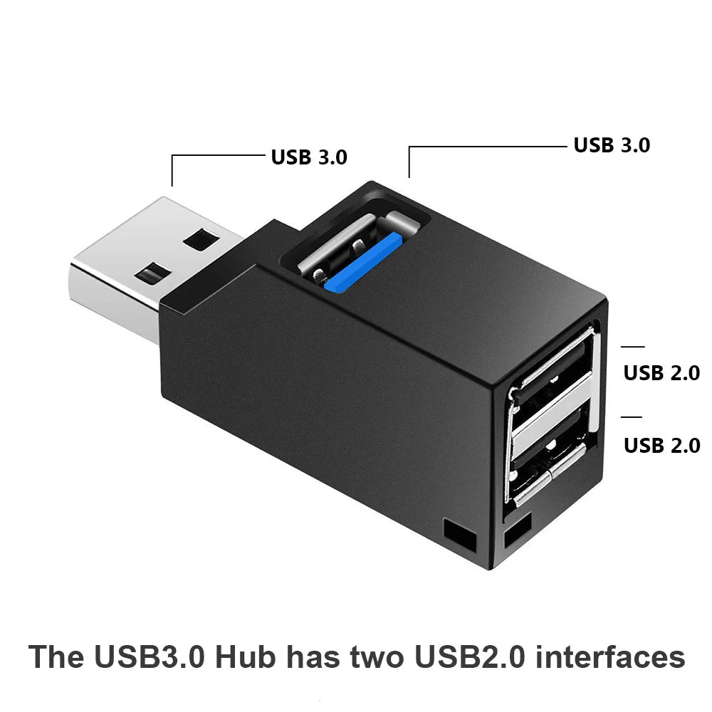 OULLX USB 3.0 Hub – 3-Port Mini Splitter for PC & Laptop USB Hub Adapter HIP