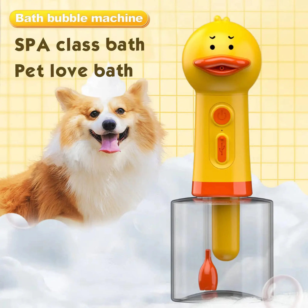 Yellow Duck Electric Foam Machine ,Handhold Automatic Soap Dispenser Foam Machine Launcher For Cat & Dog Bathing Pet Accessories HIP