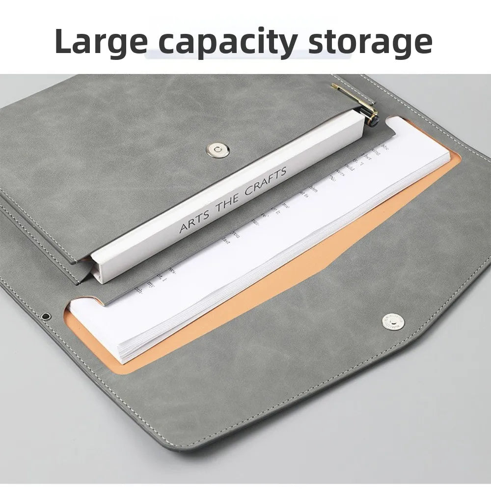 A4 PU Leather Document Bag – Large Capacity File Organizer Document File Bag HIP