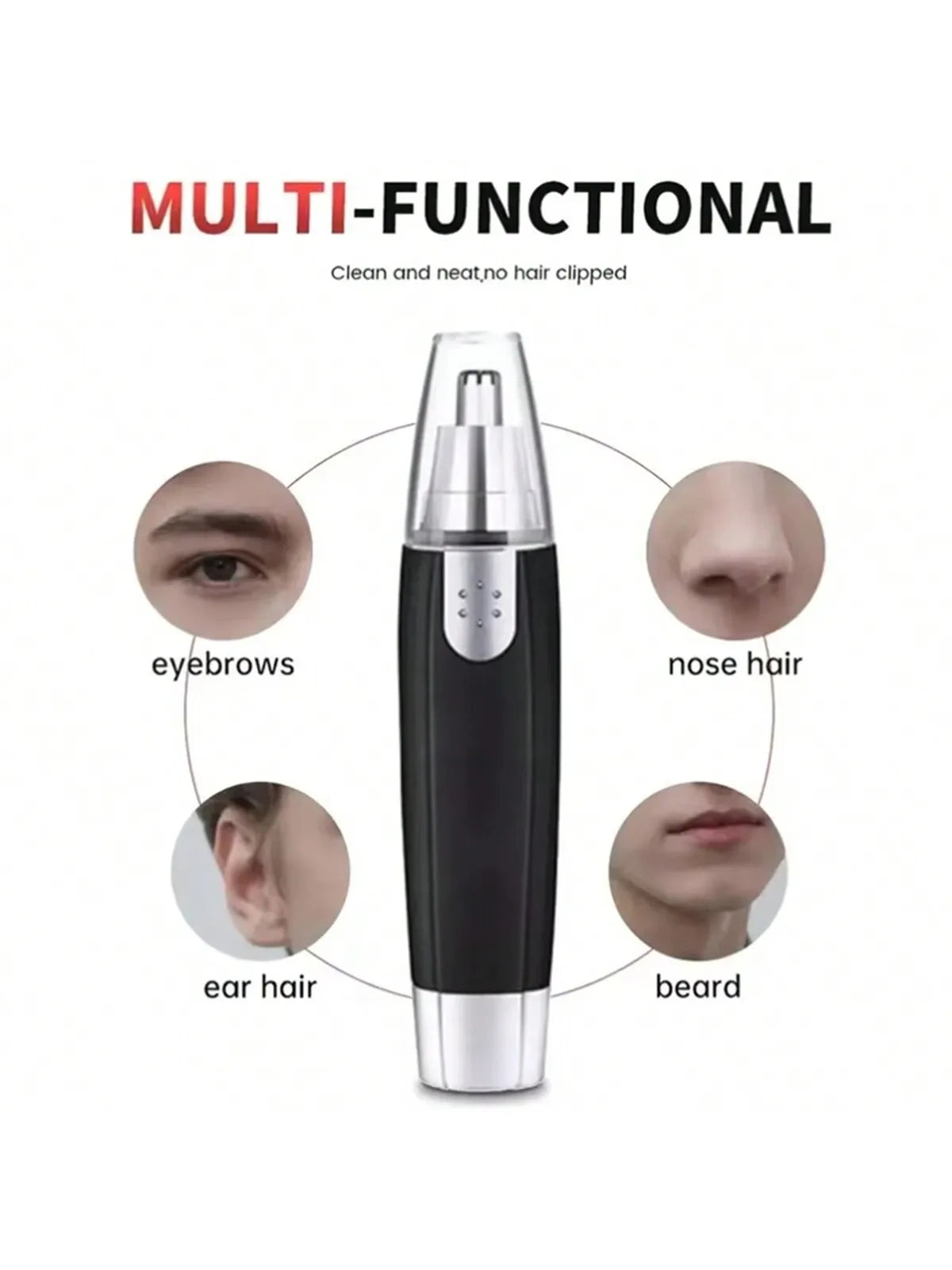 Men's Nose & Ear Hair Trimmer – Stainless Steel Portable Nose & Ear Trimmer HIP black 2