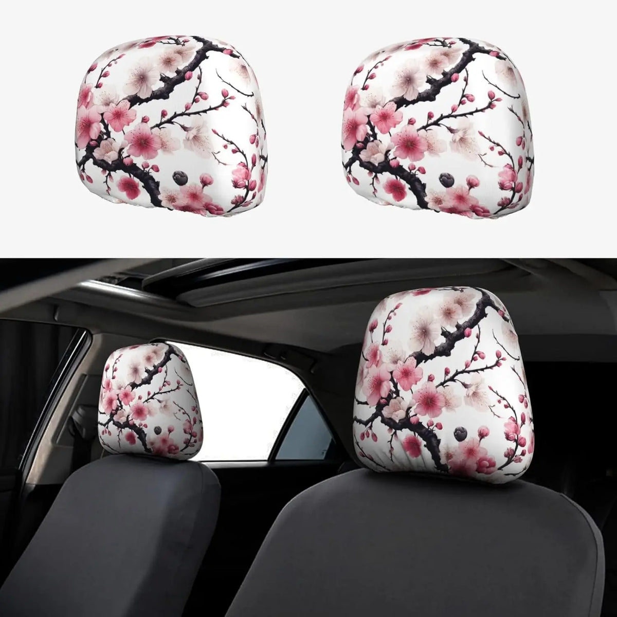 Cherry Blossom Car Headrest Covers | Universal Fit – 2 Pack Car Headrest Cover HIP 1