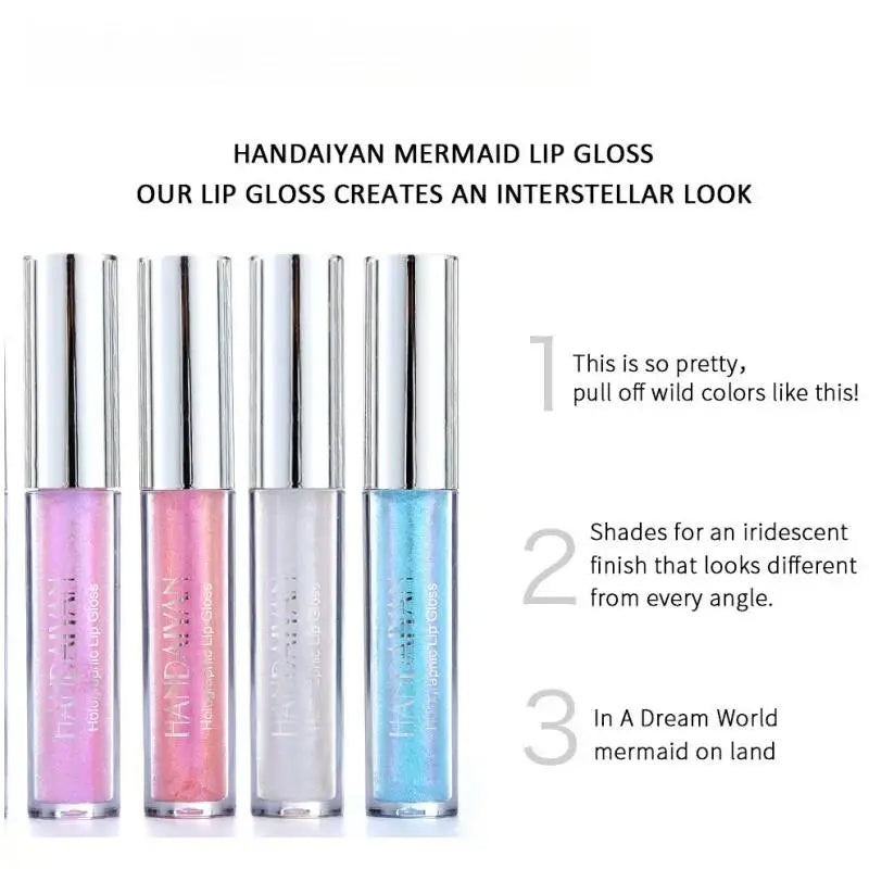 Handaiyan Mermaid Glitter Lip Gloss – 6 Shades, Long Lasting Glitter Lip Gloss HIP