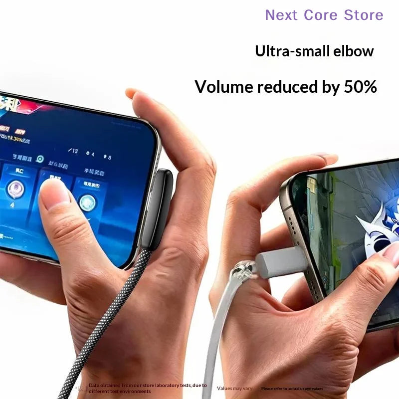 100W USB-C Fast Charging Cable – 90° Elbow Nylon Braided USB-C Charging Cable HIP