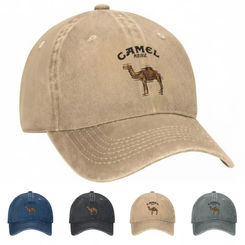 Retro Camel Print Baseball Cap – Adjustable Washed Cotton Dad Hat Baseball Cap HIP