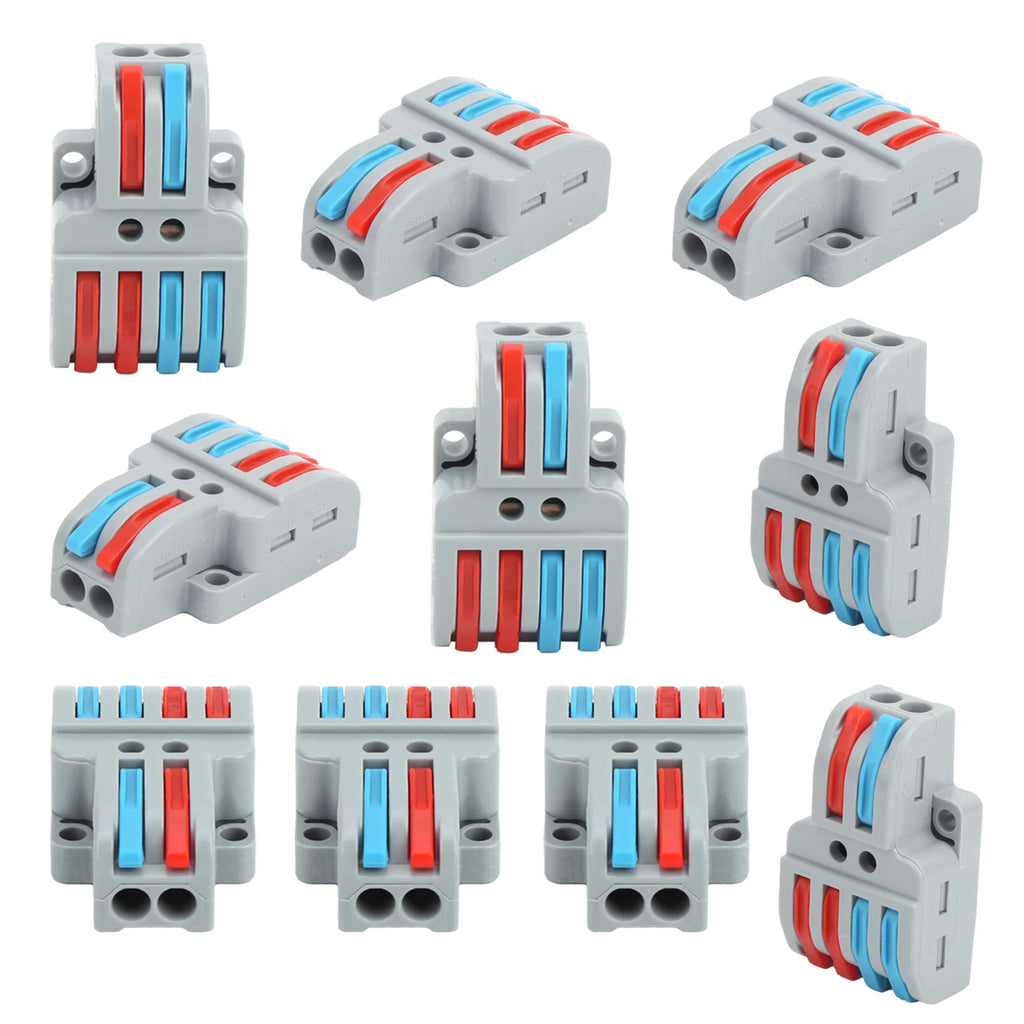10PCS Cable Connector Color Quick Wiring 2 In 4 Out Terminal Block Connection LT‑422 Cable Connector Terminal HIP