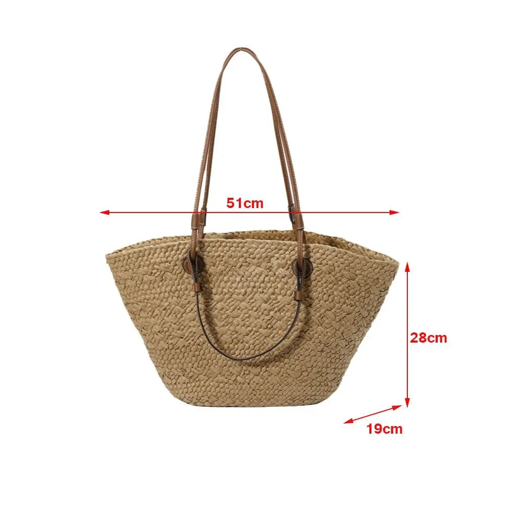 Handmade Straw Woven Tote Bag – Large Summer Shoulder Bag Straw Tote Bag HIP