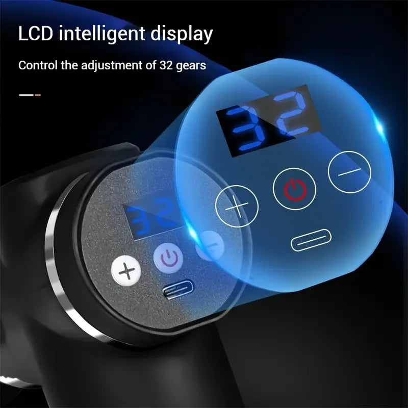 Mini Percussion Massage Gun – 12 Heads & LED Touch Screen Percussion Massage Gun HIP