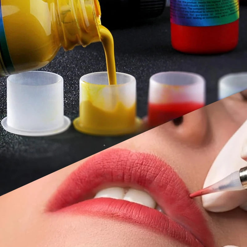 100pcs Tattoo Cup Makeup Holder Silicone Pigment Cups Ink Cups Silicone Pigment Cups Pigment Tattoo Ink Caps Cup Accessories HIP