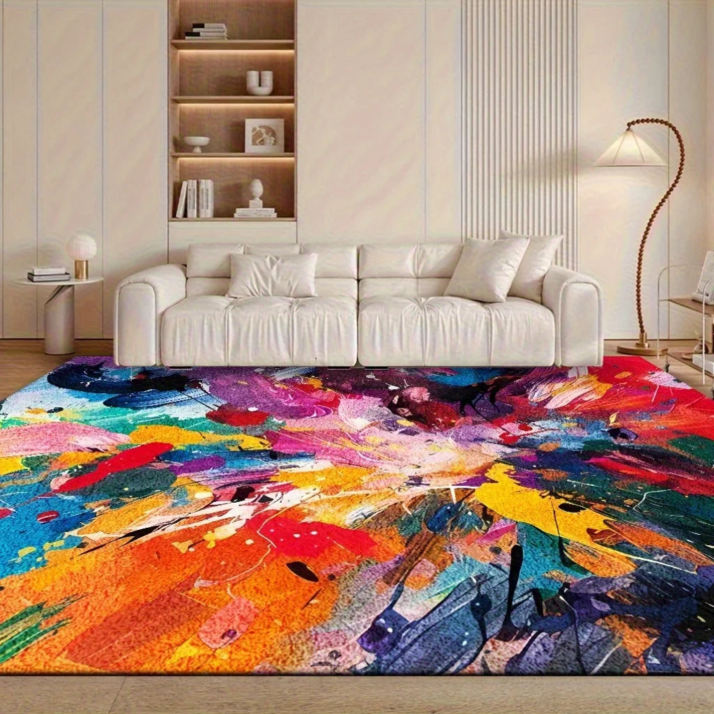 Modern Abstract Paint Splatter Area Rug – Non-Slip Washable Abstract Area Rug HIP