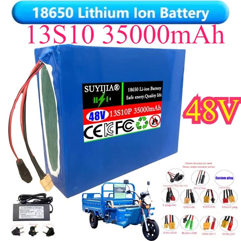 48V 35Ah Lithium Battery Pack 13S10P 2000W Built-in BMS Lithium Battery Pack HIP