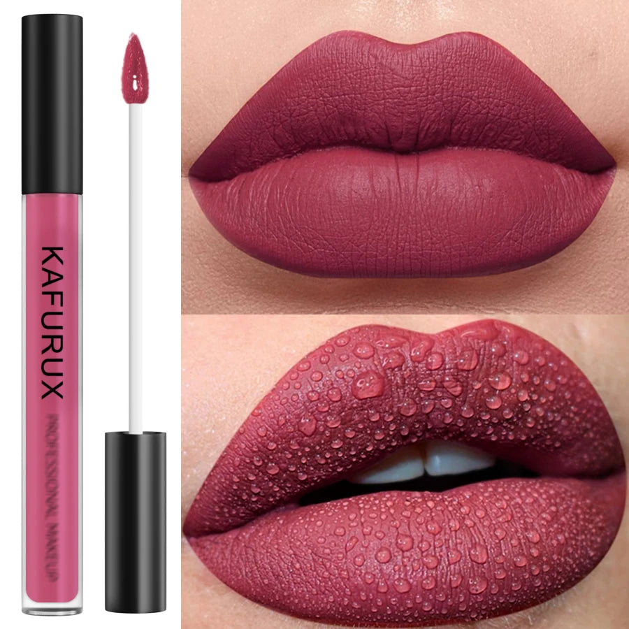 Matte Highly Pigmented Lip Glaze Velvet Finish, Liquid Lipstick, Waterproof Lip Korean Makeup Women Gifts Lip Gloss Cosmetics HIP