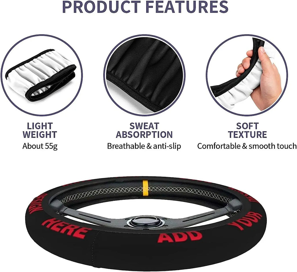 Custom Steering Wheel Cover – Personalized Anti-Slip 15 Inch Steering Wheel Cover HIP