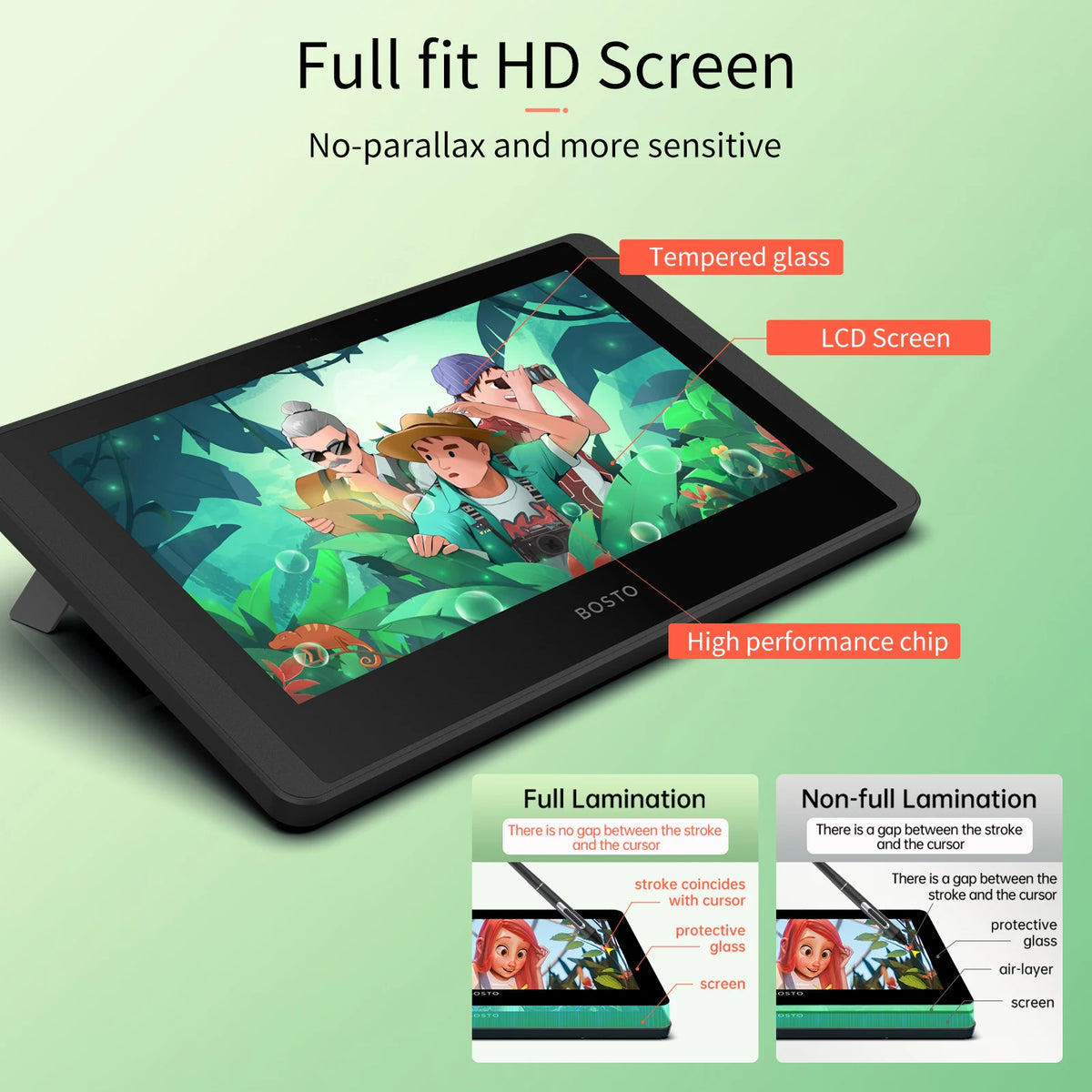 LCD Graphics Drawing Tablet Monitor 11.6 Inch Pressure Level Passive Technology with Tilt Function Support Windows MacOS USB-Pow HIP Default Title