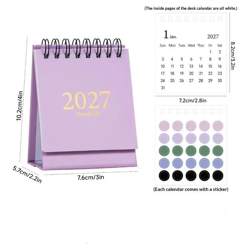 2027 Mini Desk Calendar 18 Months Gold Foil Morandi Colors Mini Desk Calendar HIP A6