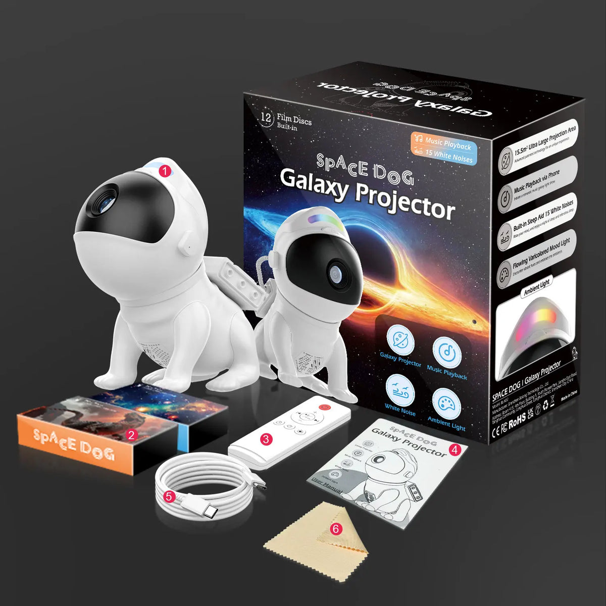 Space Dog Galaxy Projector Planetarium Night Light 13 in 1 Ultra Clear Projector For Room Decoration Birthday Gift HIP Space Dog