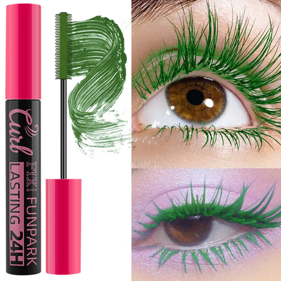 9 Color Mascara Thick Curl Waterproof Natural Eyelash Long Lasting Blue White Green Pink Black Eye Makeup Korean Cosmetics HIP 07