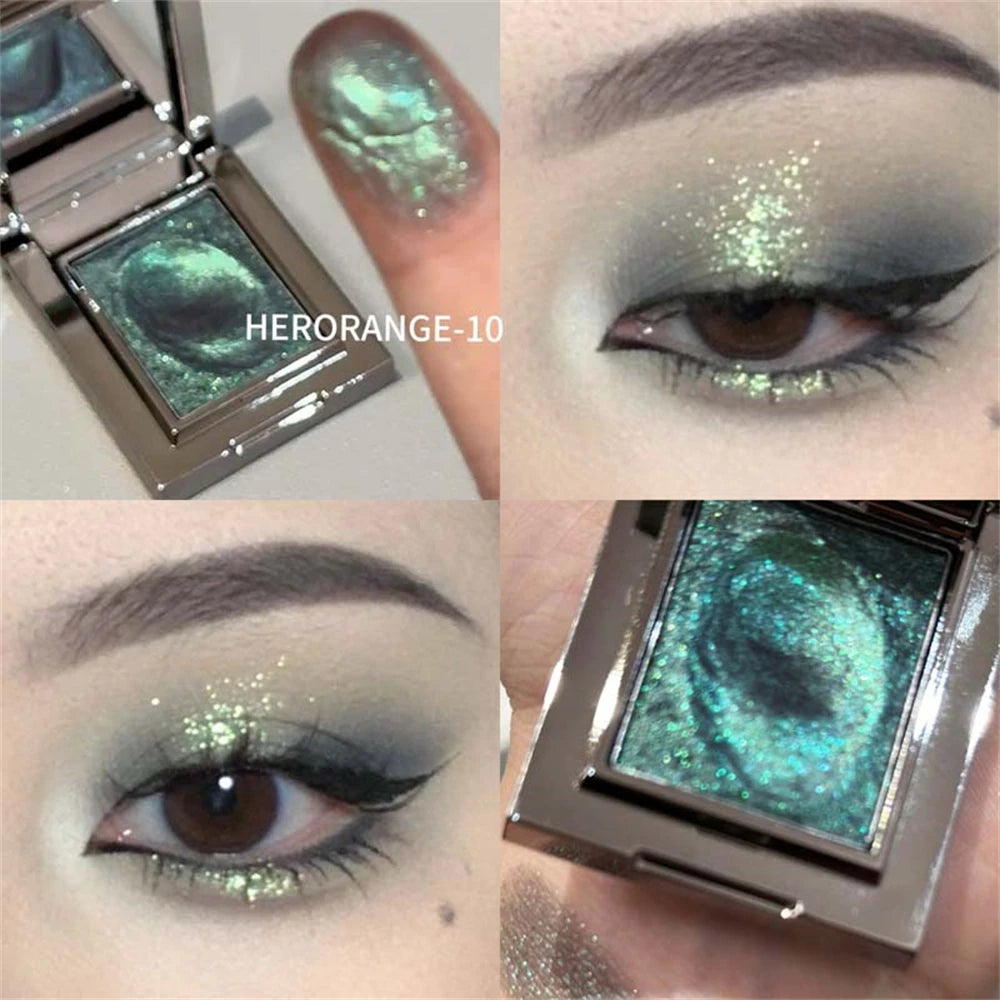 Metallic Glitter Eyeshadow Cream Sparkling Mousse Shimmer Highlighter Pressed Pigments Punk Purple Pearlescent Eyeshadow Palette HIP 10