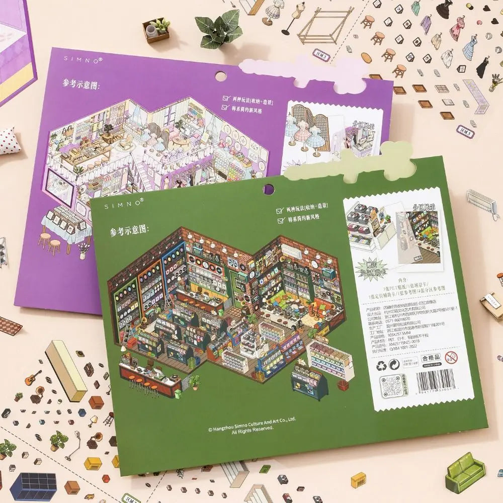 3D Miniature Store Scene Sticker Book – DIY Landscape Kit DIY Craft Sticker Kit HIP