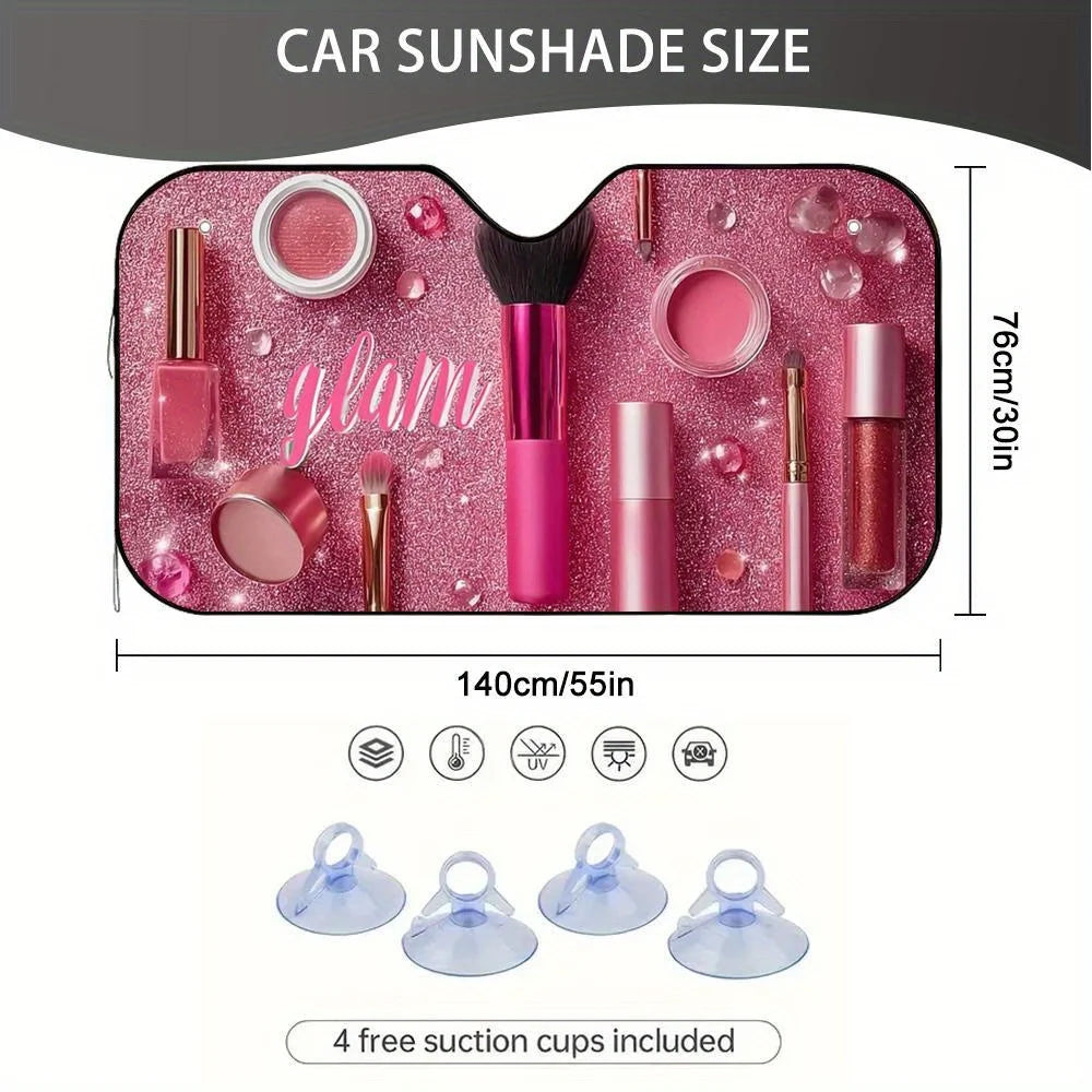 Pink Makeup Windshield Sunshade for Car – 100% Polyester Car Windshield Sunshade HIP
