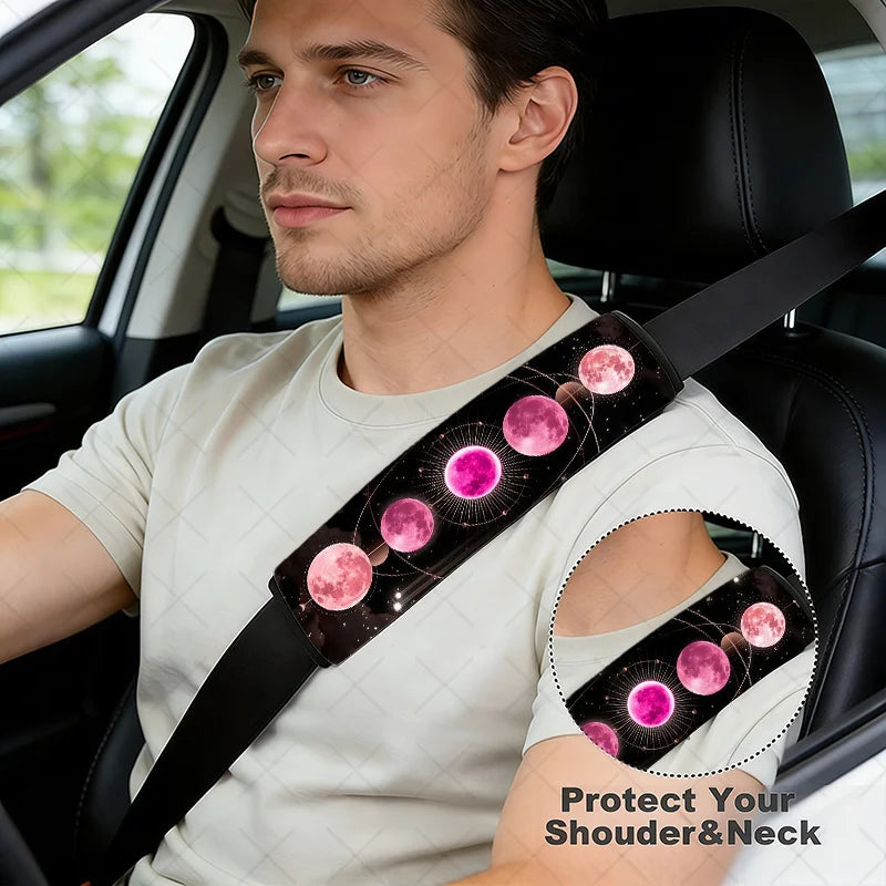 2-Pack Pink Moon & Star Car Seat Belt Covers | Celestial Seat Belt Cover HIP